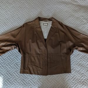 Rivamonti Brown Cropped Leather Jacket Size L